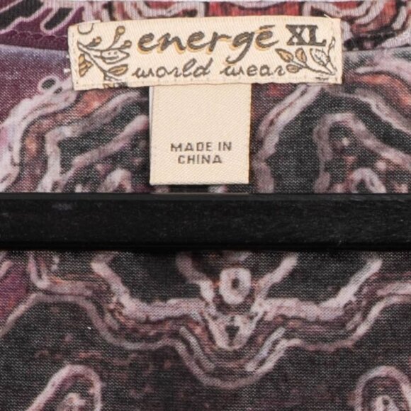 Energie Long Sleeve Shirt XL Womens NWOT Abstract Maroon Pink Cream Geometric - Picture 4 of 5